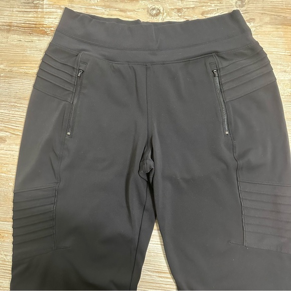 Athleta Women's Venice Moto Black High-Waisted Jogger Pants Black Sz L EUC - Picture 9 of 16